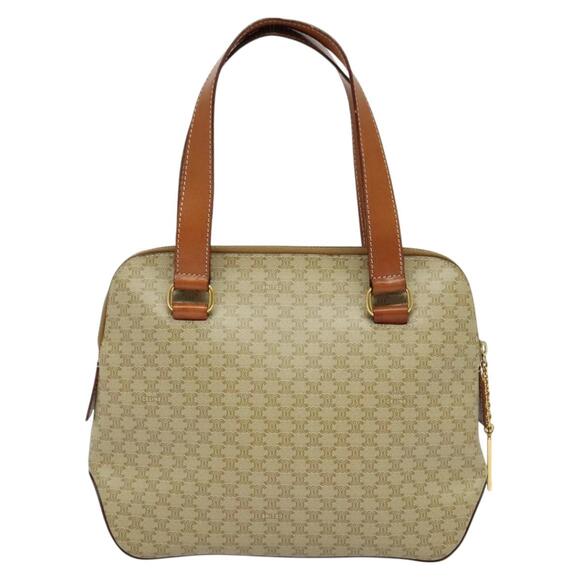 CELINE Macadam Canvas Hand Bag Pvc Beige Gold - Picture 3 of 12